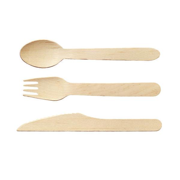 Disposable Bidegradable Wooden Knife Fork Spoon Birch Wood 16cm For Party