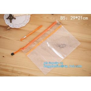 Customized Mesh Pencil Bag A4 Travel Passport Pouch, Zipper Lock Document File