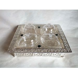 Multifunctional metal frame square shaped platter