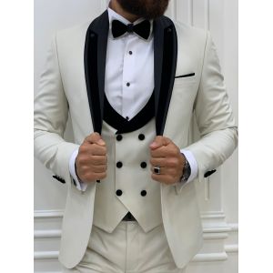 Ventura White Shawl Collar Tuxedo Slim Fit 3pc 65% Polyester