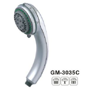 Smoothy Rotation Thumb Tab Polished Hand Round Chrome Shower Head Three Function