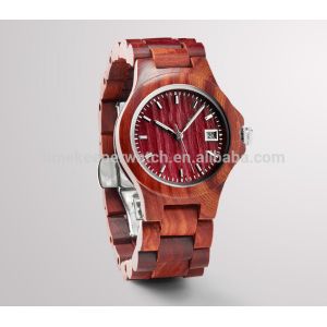 Ebony timber , wood band watches with date function,noctilucent hands can see