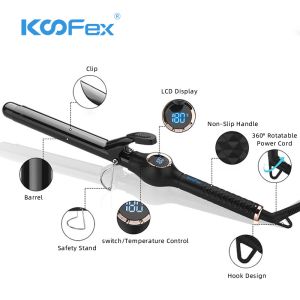 Automatic Tourmaline Ceramic Barrel Curling Wand Anti Scalding Adjustable Temp