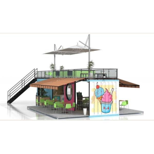 50/75/100mm Wave Sandwich Panel Wall 20ft 40ft Folding Container Cafe Restaurant Shipping Container Bar Cafe with Kitchen