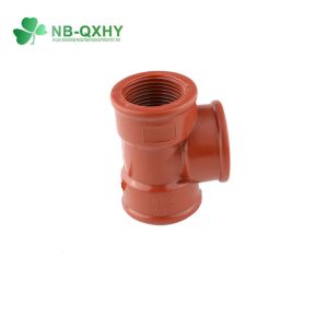 PPH Plastic Pipe Fitting Round Head Code Red Pn16 Thread Female Tee Customized