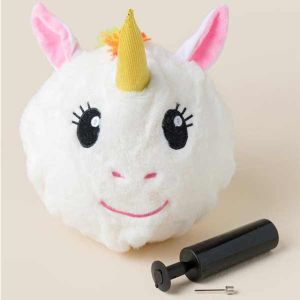 Unisex Soft Rainbow Inflatable Unicorn Ball 10" Plush Toy with Pump and PVC