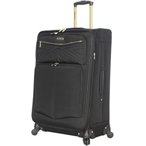 3PCS Softside Black Spinner Suitcase Set With Reinforced Handle