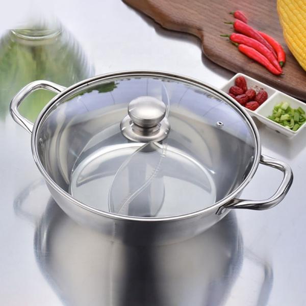Quality High Quality Induction Cooking Pot 304 Stainless Steel Hot Pot Kitchen Soup Pots With Glass Lid wholesale