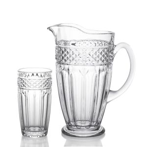 China 1.4L Machined Made Glass Water Carafe Old Fashion With Hiball Glass on sale