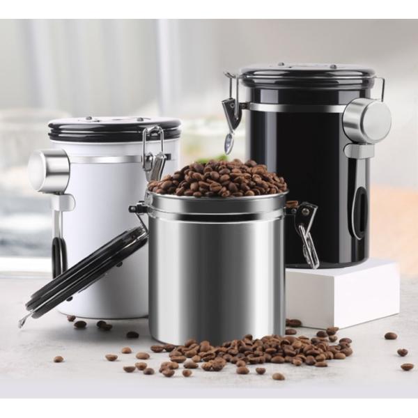 500g Stainless Steel Essential Barista Tools Coffee Airtight Canister With Co2 Valve And Spoon