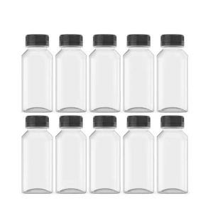 Square Disposable Pet Juice Bottles with Aluminum Cap and Transparent / Custom