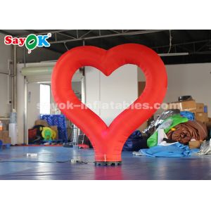 190T Nylon Cloth Red Heart Inflatable Lighting Decoration For Valentine 's Day