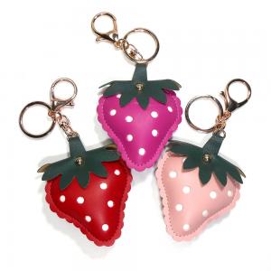 Cheap Handmade Strawberry Leather Keychain CE Certification With Embossed Logo for sale