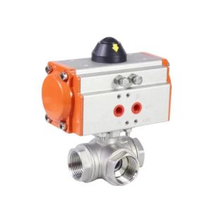 Water Media Q614/615F CF8/CF8m Thread Three Way Ball Valve with Pneumatic