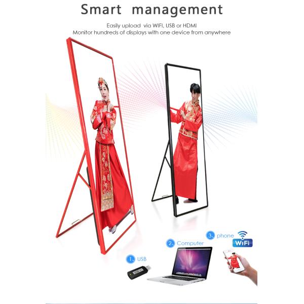 P2.5mm 1/32 Scan Floor Standing Led Display , 640*1920mm Retail Poster Display