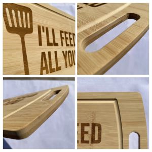 Personalized 28x20cm Non Toxic Bamboo Cutting Board Hanging With Sink