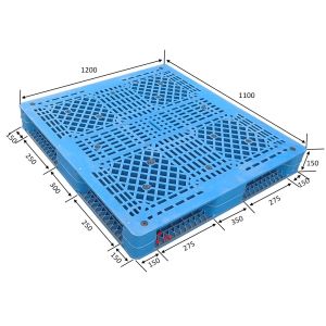 Double Sides HDPE Oversized Plastic Pallets 1200x1100mm Blue