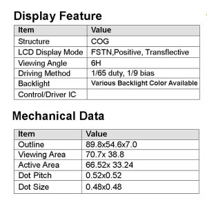 128X64 LCD COG Display , Positive Gray Reflective LCD Screen HTG12864K1-K