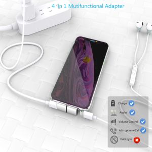 No Extra Software Headphone Jack Adapter 2 In 1 Dual Lightning Splitter For
