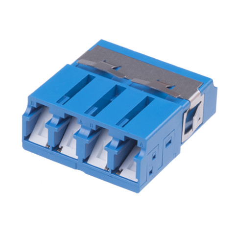 Quad/duplex LC optical fiber adapter with Internal Shutter, designed for Dust