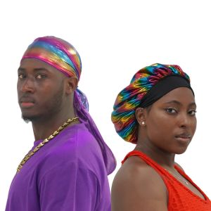 Cheap Long Shiny Designer Durags And Bonnets For Men for sale