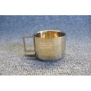 China Modern luxury breakfast set golden stainless steel coffee cup with round plate 200ml bug round milk cup and sa on sale