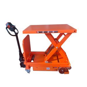 China Self Propelled Mobile Lift Table 1100lbs Full Eletric Lifting With 24 DC Batteries on sale