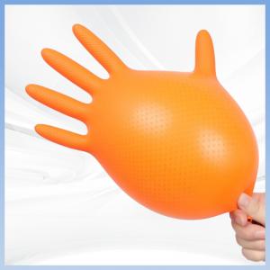 China Diamond Textured Disposable Nitrile Gloves Orange Nitrile Latex Free Gloves on sale