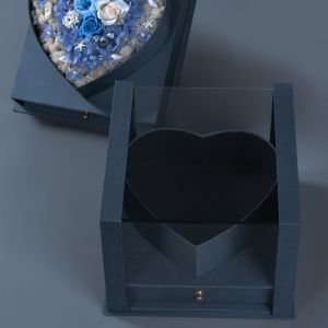 Heart Shaped Transparent Cardboard Hamper Boxes Flower Bouquet Box With Drawer