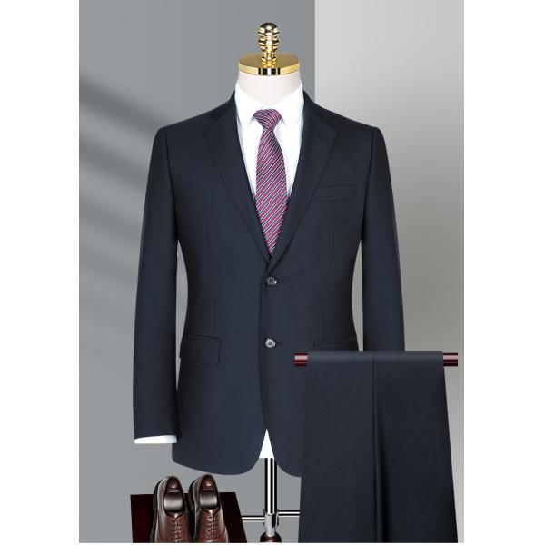 Front Style Flat Two-piece Suits in Navy Blue for Men's Casual and Formal Styles