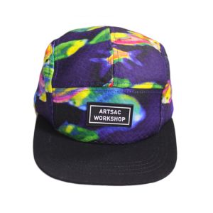 Custom Flap Brim Embroidered Snapback Cap 5 Panel Pantone Color