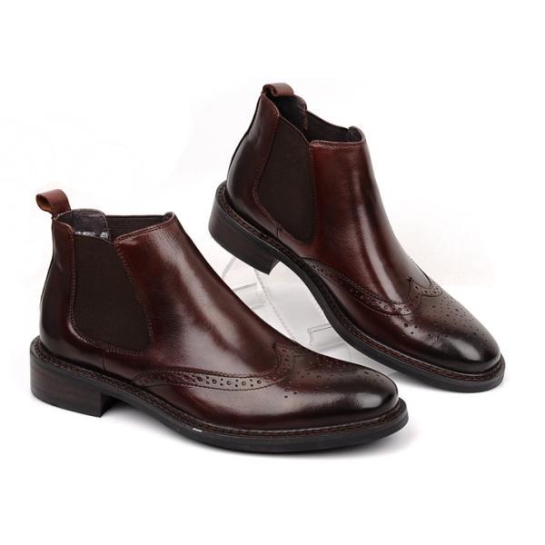 Quality Brogue Style Mens Ankle Boots Slip On Full Grain Leather Size Customized wholesale
