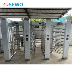 Gym Turnstile Full Height Door Gate with AC220V Power Supply and Barcode Scanner