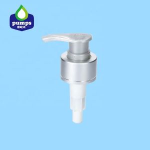 China 24/410 Ribbed Cosmetic Lotion Pump Aluminum Cover Left right lock For Plastic Bottle on sale
