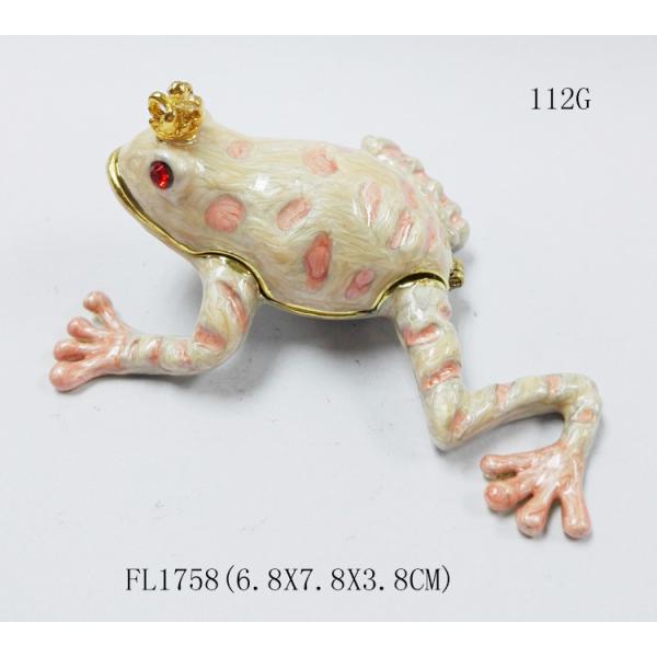 Frog shape bejeweled box for wedding metal trinket box treasure box metal jewelry box
