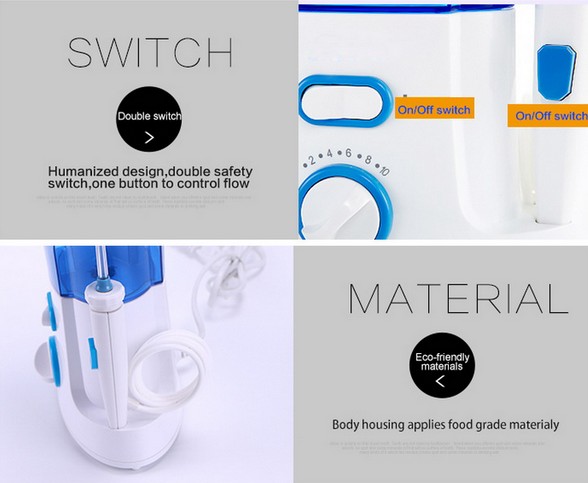 600ml capacity food frade material rechargeable dental water flosser with 10 mode pressure control