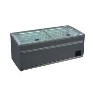 Sliding Curve Glass Door Supermarket Island Deep Freezer With Plug In System