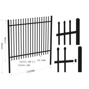 Boundary protection welded galvanized steel temporary picket fence tubular