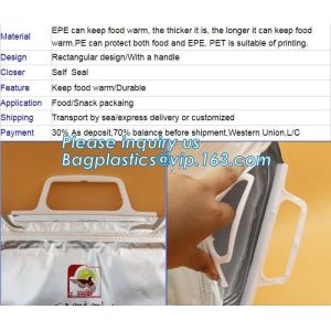 Reusable aluminium foil thermal insulation material cooler bag for picnic with