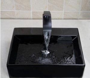 Cheap 24 Black Granite Stone Tile Bathroom Vessel Sink With Polished Surface for sale