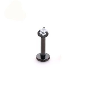 Internally Threaded Labret Piercing Jewelry with Prong Set Gem Top