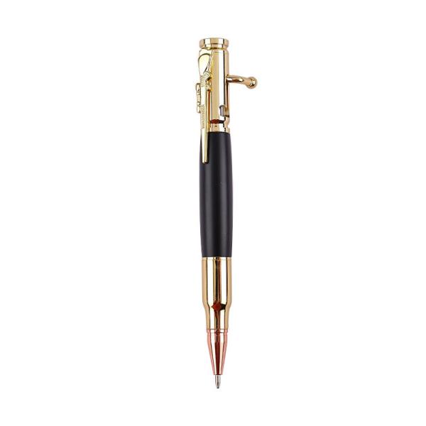 Quality OEM Printing Ball Point Ballpoint Bolt Action Metal Bullet Gun Pen With 1.0mm Writing Width wholesale