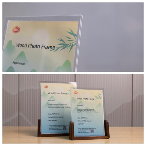 Quality Wooden Base Cutsom U Shaped A5 Acrylic Photo Frame Portrait Picture Frame wholesale