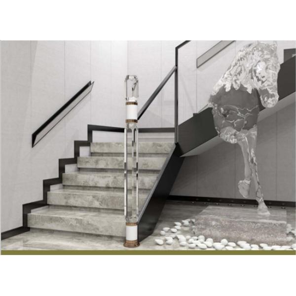 Clear Crystal Acrylic Steel Railing And Staircase Railing Cristal Glass Stair Pillar