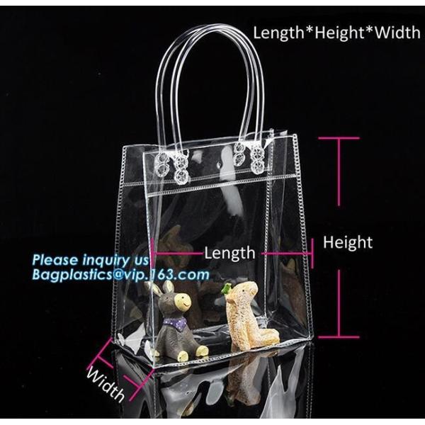 Customized PP/PVC/PETclear plastic gift bag, Reusable Single bottle wine bag Pvc wine bottle gift bag, plastic transpare