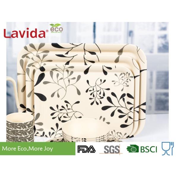 Tasteless Bamboo Fiber / Melamine Snack Tray Unbreakable Vintage Flower Style