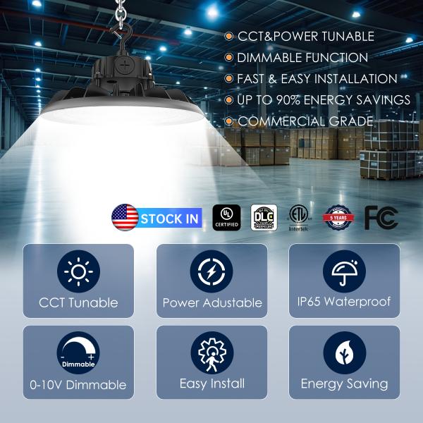 DLC Certifications LED High Bay Light UFO Style for Industrial and Commercial Input Voltage 100-277VAC
