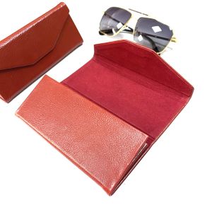 Triangle Custom leather eyeglasses case Folding Eyewear sunglasses case