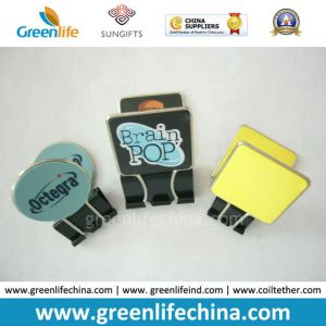 Yellow Square Plastic Handle Metal Binder Paper Clip Office Using