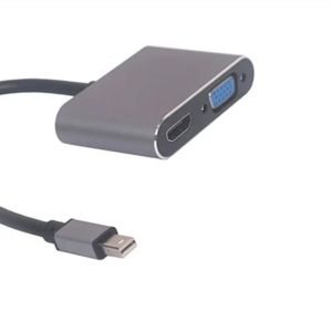Mini DP Male To HDMI VGA 4K Female Cable Mini Display Port to HDMI & VGA 2 in1